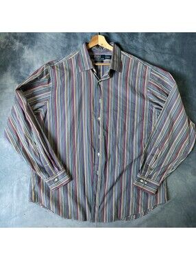 Polo By Ralph Lauren Curham Classic Fit 18 In XXL MULTICOLORED RAINBOW SHIRT